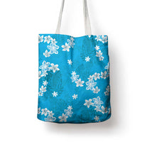 Hawaii Monstera Deliciosa Tote Bag Blue Plumeria Polynesian Pattern LT05 - Polynesian Pride