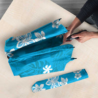 Hawaii Monstera Deliciosa Umbrella Blue Plumeria Polynesian Pattern - Polynesian Pride