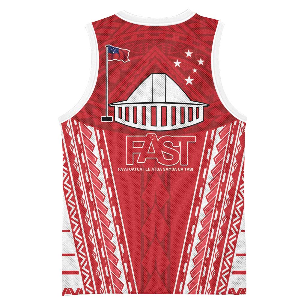 Samoa FAST Basketball Jersey Forever Proud Samoan Tribal Pattern - Polynesian Pride
