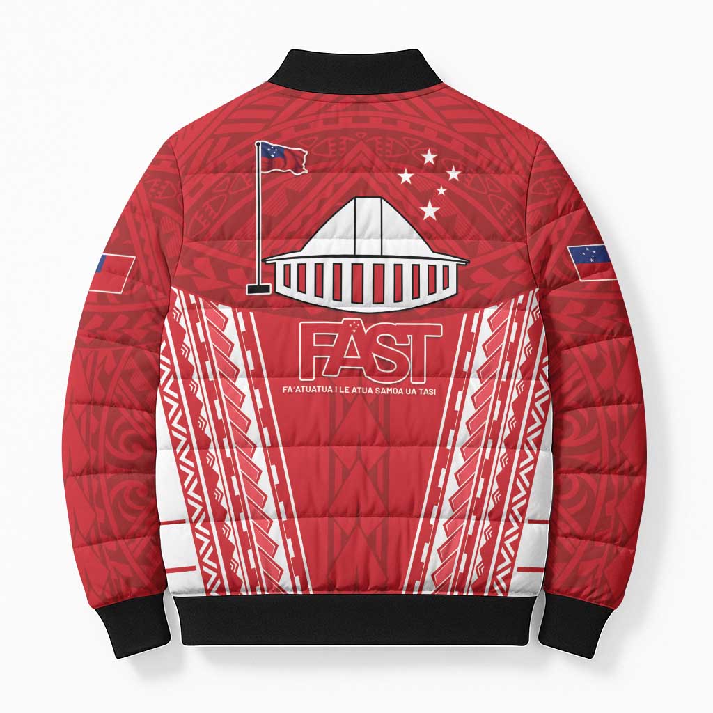 Samoa FAST Bomber Puffer Jacket Forever Proud Samoan Tribal Pattern - Polynesian Pride