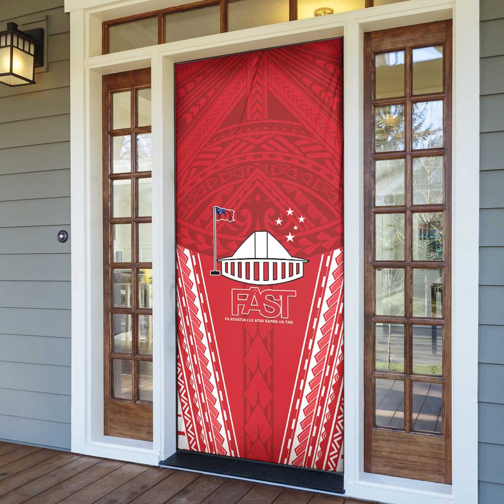 Samoa FAST Door Cover Forever Proud Samoan Tribal Pattern - Polynesian Pride