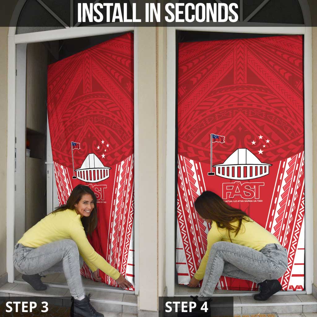 Samoa FAST Door Cover Forever Proud Samoan Tribal Pattern - Polynesian Pride