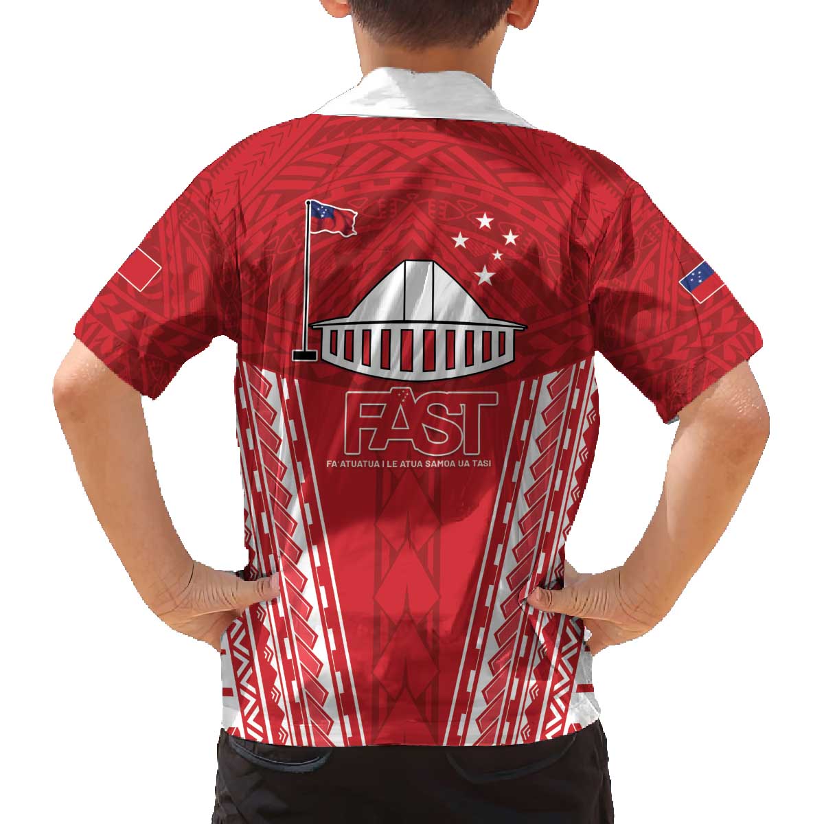 Samoa FAST Family Matching Off The Shoulder Long Sleeve Dress and Hawaiian Shirt Forever Proud Samoan Tribal Pattern - Polynesian Pride