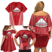 Samoa FAST Family Matching Off Shoulder Short Dress and Hawaiian Shirt Forever Proud Samoan Tribal Pattern - Polynesian Pride