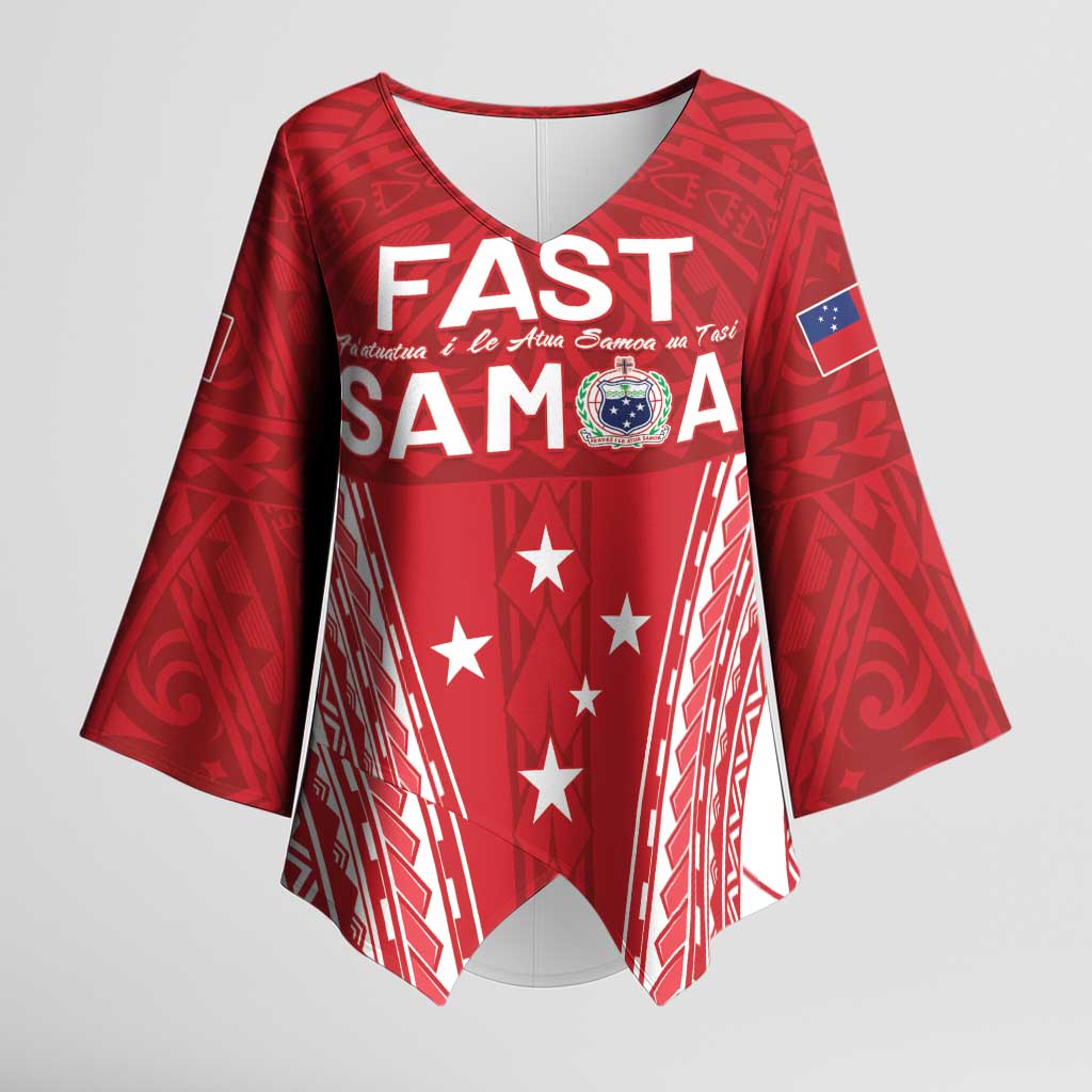 Samoa FAST Kimono Sleeve Blouse Forever Proud Samoan Tribal Pattern - Polynesian Pride