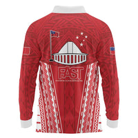 Samoa FAST Long Sleeve Polo Shirt Forever Proud Samoan Tribal Pattern - Polynesian Pride