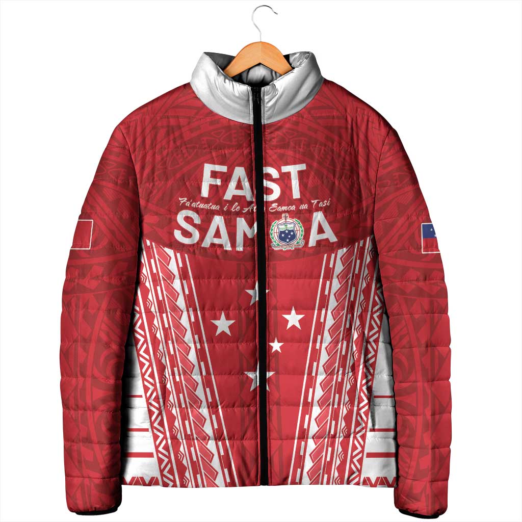 Samoa FAST Padded Jacket Forever Proud Samoan Tribal Pattern - Polynesian Pride