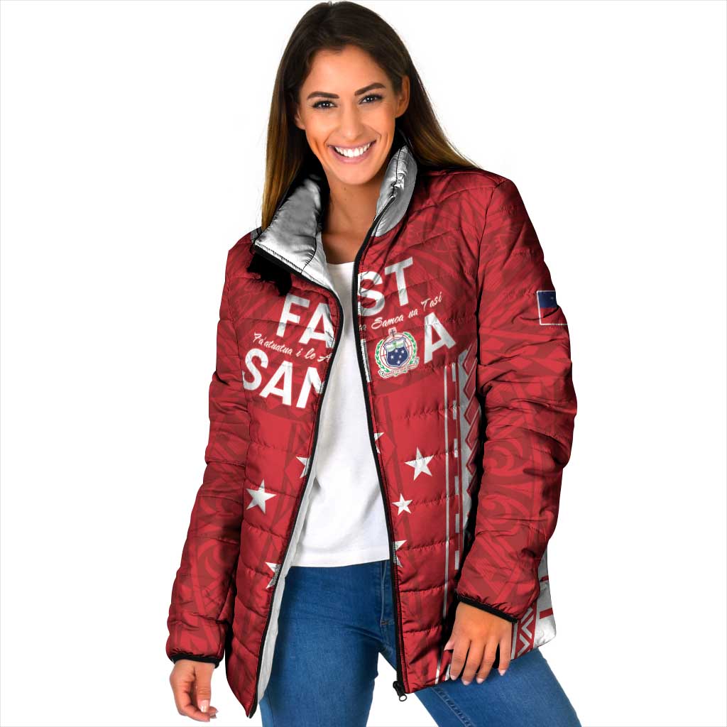 Samoa FAST Padded Jacket Forever Proud Samoan Tribal Pattern - Polynesian Pride
