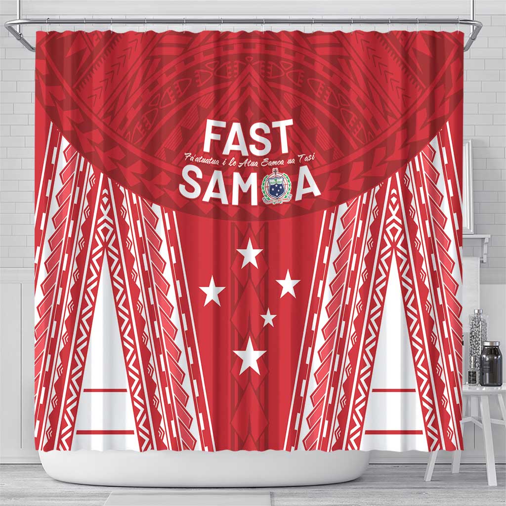 Samoa FAST Shower Curtain Forever Proud Samoan Tribal Pattern - Polynesian Pride