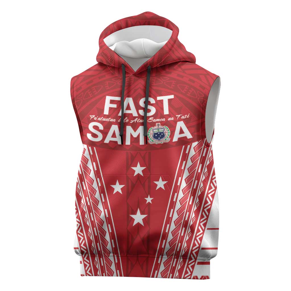 Samoa FAST Sleeveless Hoodie Forever Proud Samoan Tribal Pattern - Polynesian Pride