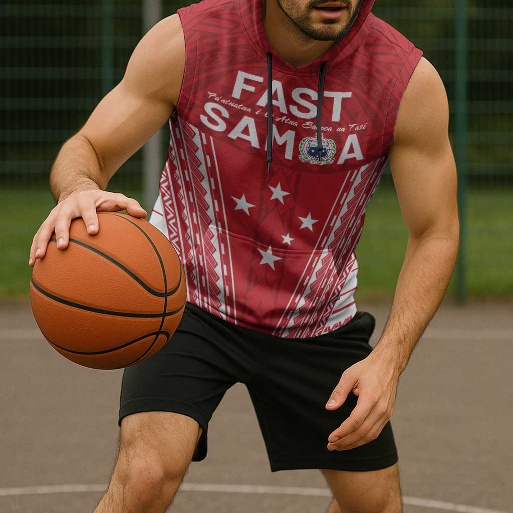 Samoa FAST Sleeveless Hoodie Forever Proud Samoan Tribal Pattern - Polynesian Pride