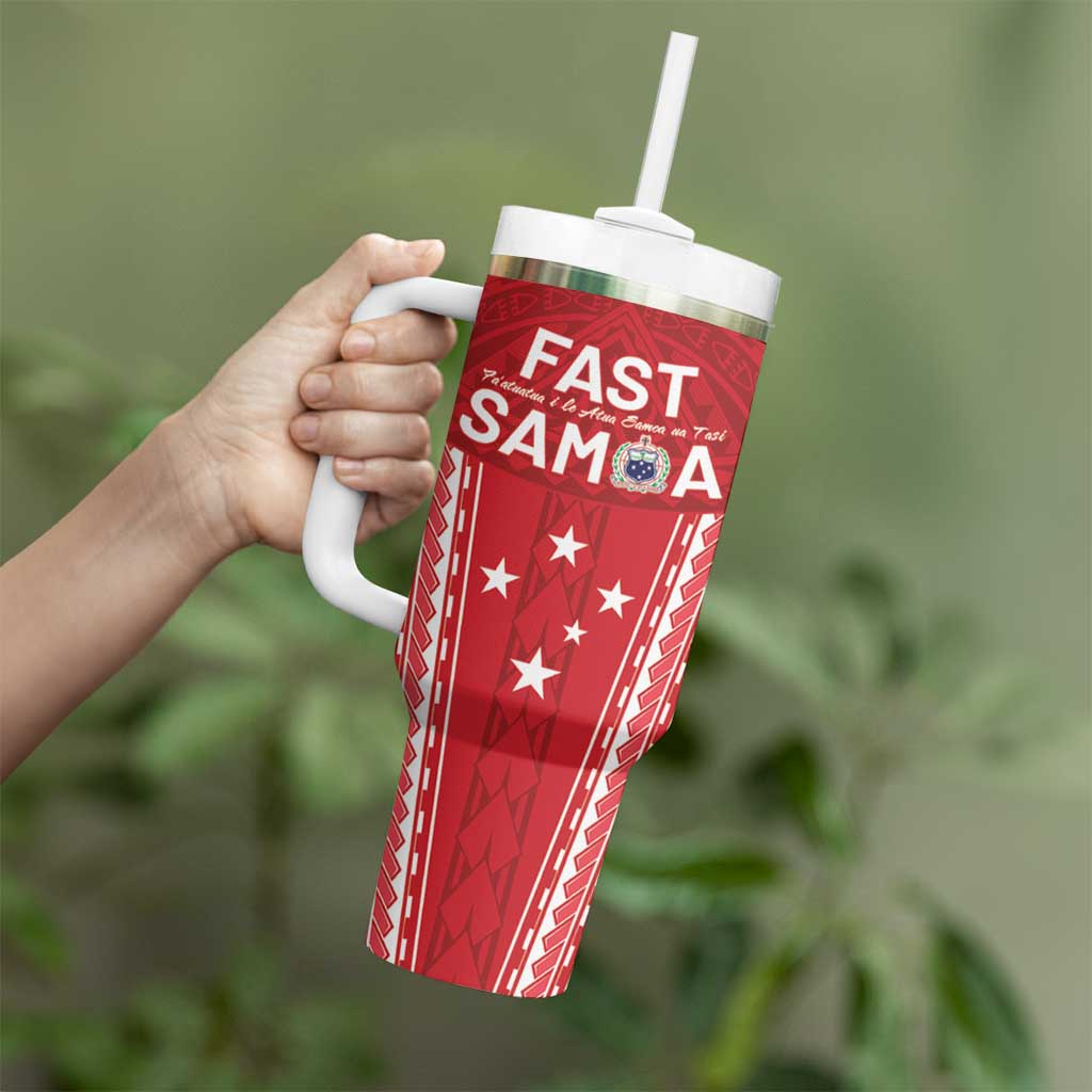 Samoa FAST Tumbler With Handle Forever Proud Samoan Tribal Pattern LT05 - Polynesian Pride