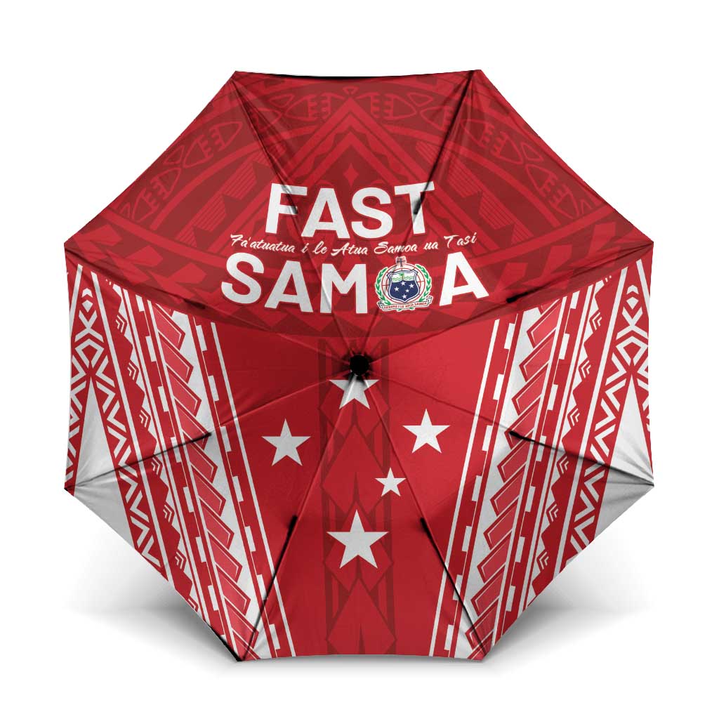 Samoa FAST Umbrella Forever Proud Samoan Tribal Pattern LT05 One Size Folded 11.42 inch Opened Diameter 37.4 inch Red - Polynesian Pride