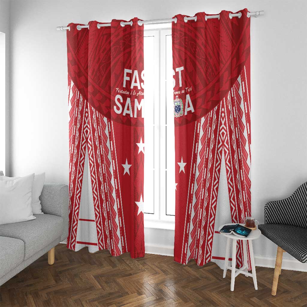Samoa FAST Window Curtain Forever Proud Samoan Tribal Pattern LT05 With Grommets Red - Polynesian Pride