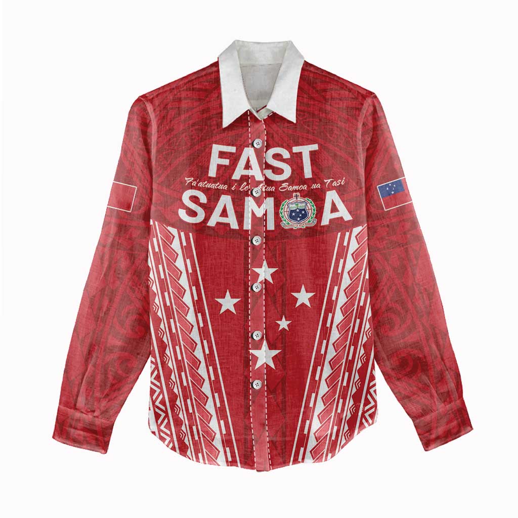 Samoa FAST Women Casual Shirt Forever Proud Samoan Tribal Pattern - Polynesian Pride