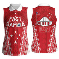 Samoa FAST Women Sleeveless Polo Shirt Forever Proud Samoan Tribal Pattern - Polynesian Pride
