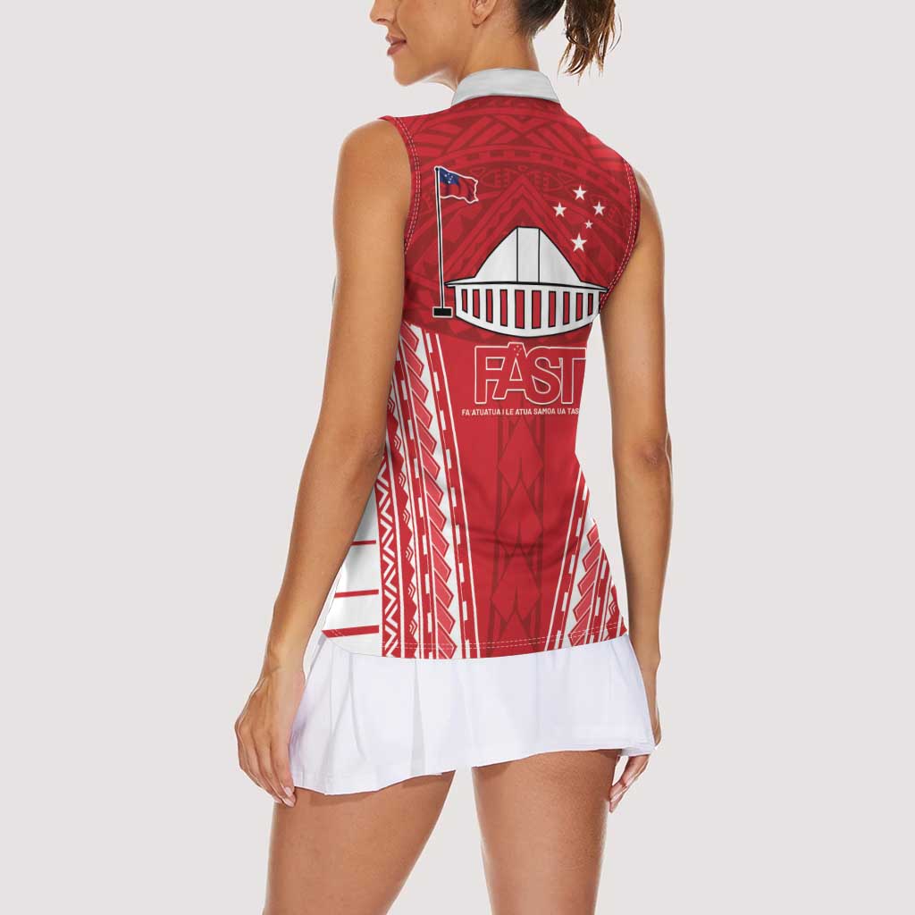 Samoa FAST Women Sleeveless Polo Shirt Forever Proud Samoan Tribal Pattern - Polynesian Pride