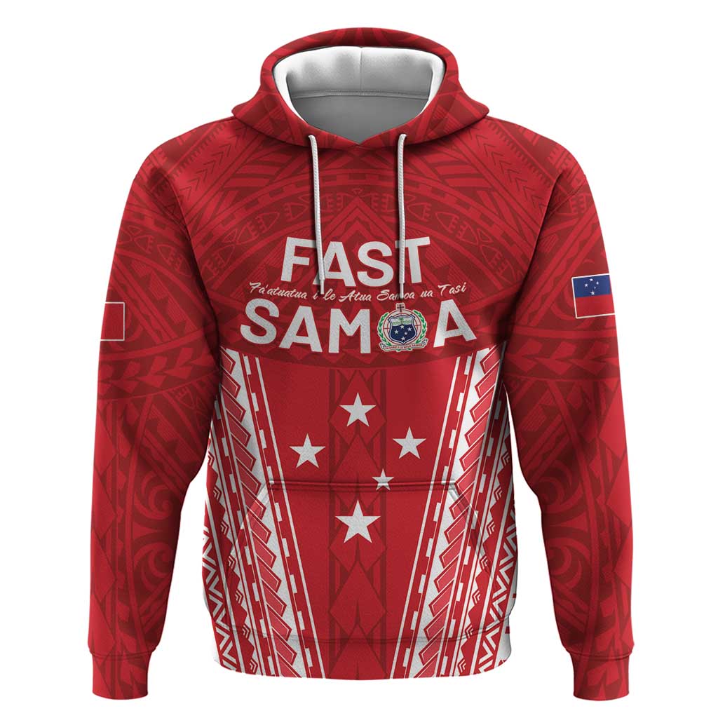 Samoa FAST Zip Hoodie Forever Proud Samoan Tribal Pattern - Polynesian Pride