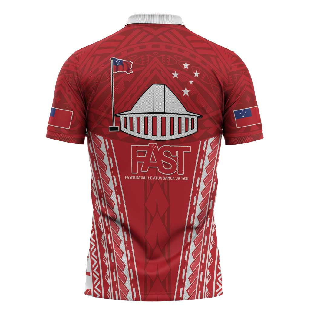 Samoa FAST Zipper Polo Shirt Forever Proud Samoan Tribal Pattern - Polynesian Pride