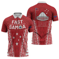 Samoa FAST Zipper Polo Shirt Forever Proud Samoan Tribal Pattern - Polynesian Pride