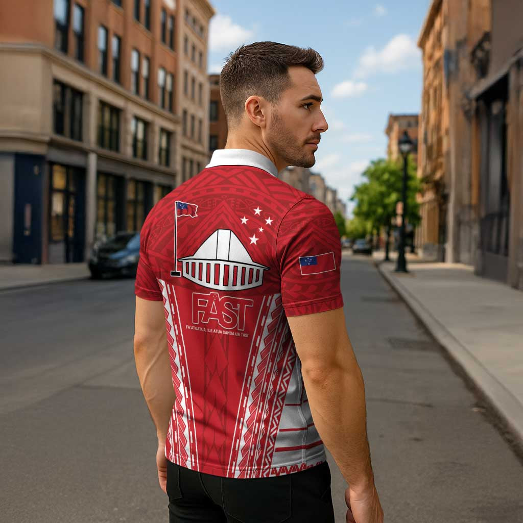 Samoa FAST Zipper Polo Shirt Forever Proud Samoan Tribal Pattern - Polynesian Pride