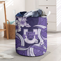 Utah State Polynesian Heritage Laundry Basket Floral Tribal Pattern Tropical Flowers LT05 Purple - Polynesian Pride