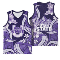 Utah State Polynesian Heritage Basketball Jersey Floral Tribal Pattern Tropical Flowers LT05 - Polynesian Pride