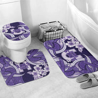 Utah State Polynesian Heritage Bathroom Set Floral Tribal Pattern Tropical Flowers LT05 Mat Set Only (3 pcs) One Size Purple - Polynesian Pride