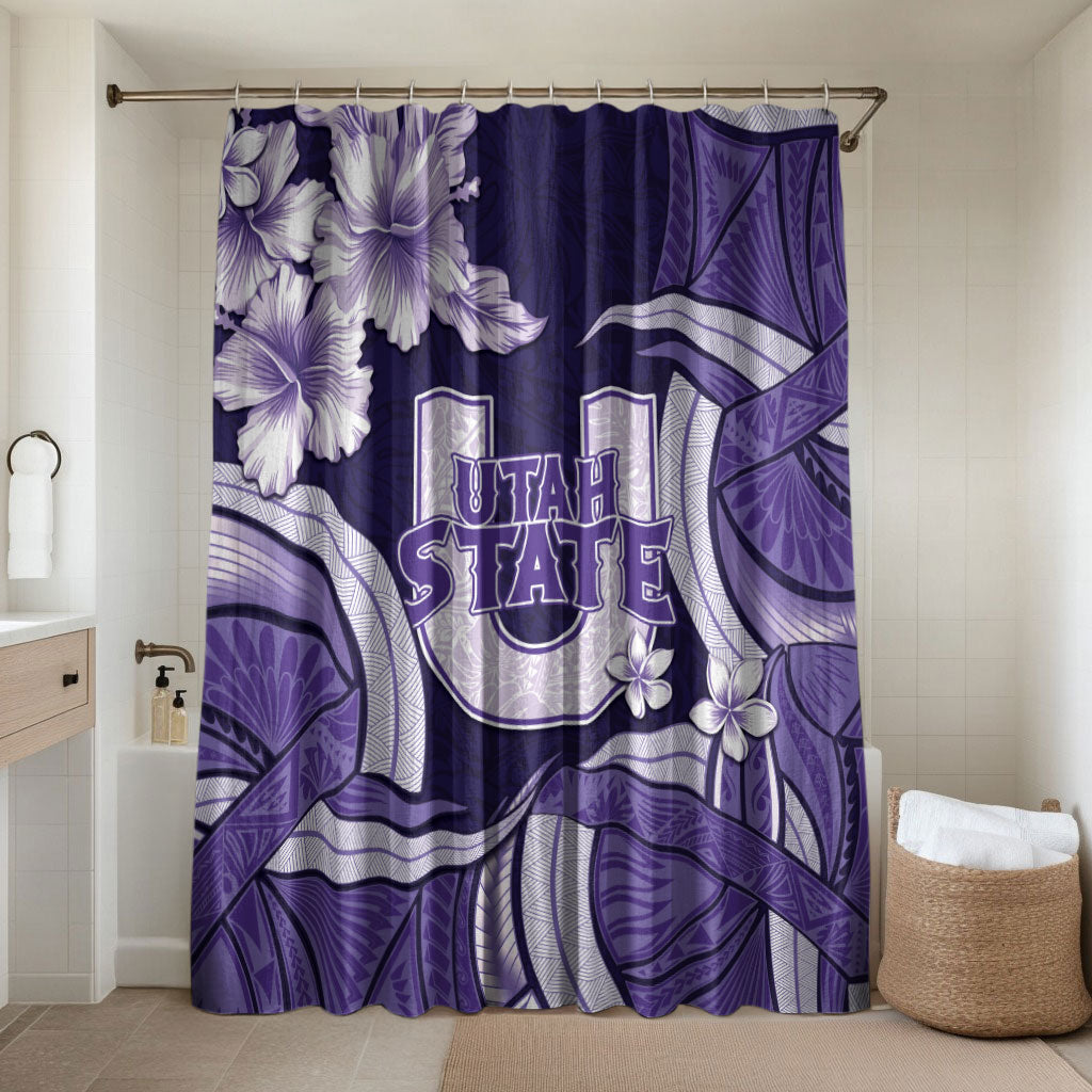 Utah State Polynesian Heritage Bathroom Set Floral Tribal Pattern Tropical Flowers LT05 Shower Curtain Only Purple - Polynesian Pride