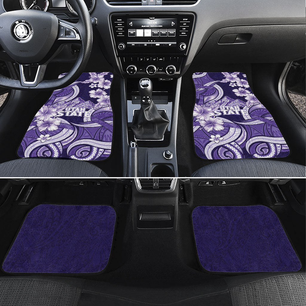 Utah State Polynesian Heritage Car Mats Floral Tribal Pattern Tropical Flowers LT05 Set 4pcs Purple - Polynesian Pride