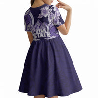 Utah State Polynesian Heritage Kid Short Sleeve Dress Floral Tribal Pattern Tropical Flowers LT05 - Polynesian Pride