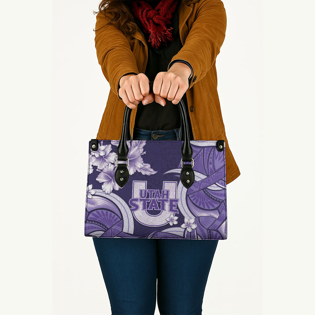 Utah State Polynesian Heritage Leather Bag Floral Tribal Pattern Tropical Flowers LT05 - Polynesian Pride