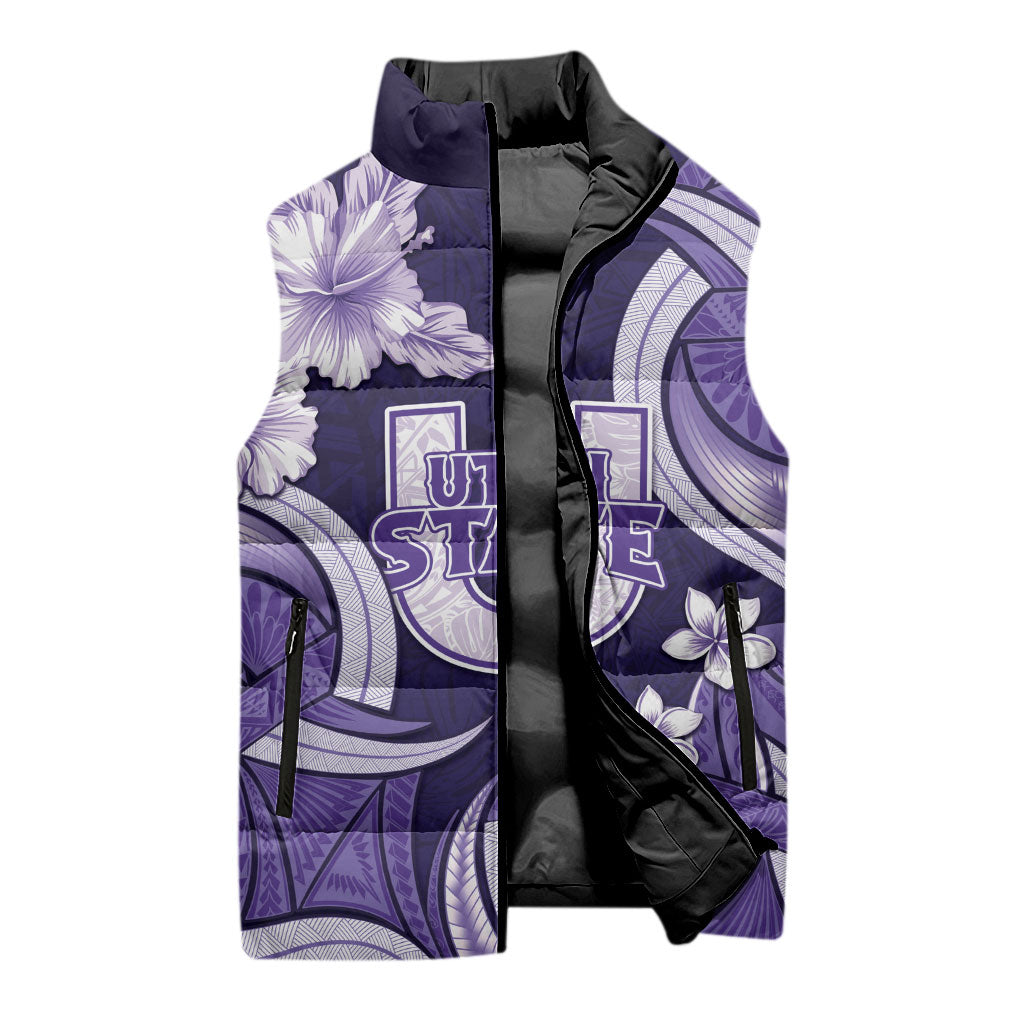 Utah State Polynesian Heritage Sleeveless Puffer Jacket Floral Tribal Pattern Tropical Flowers LT05 - Polynesian Pride