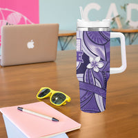 Utah State Polynesian Heritage Tumbler With Handle Floral Tribal Pattern Tropical Flowers LT05 - Polynesian Pride