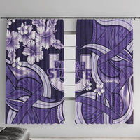 Utah State Polynesian Heritage Window Curtain Floral Tribal Pattern Tropical Flowers LT05 With Hooks Purple - Polynesian Pride