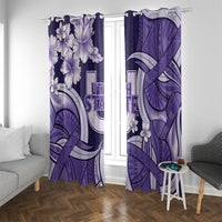 Utah State Polynesian Heritage Window Curtain Floral Tribal Pattern Tropical Flowers LT05 With Grommets Purple - Polynesian Pride
