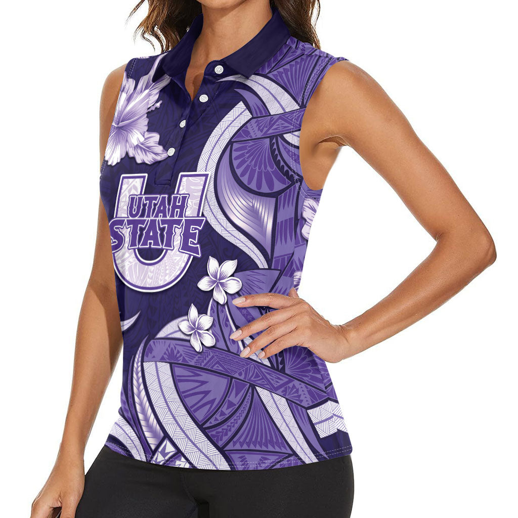 Utah State Polynesian Heritage Women Sleeveless Polo Shirt Floral Tribal Pattern Tropical Flowers LT05 - Polynesian Pride