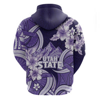 Utah State Polynesian Heritage Zip Hoodie Floral Tribal Pattern Tropical Flowers LT05 - Polynesian Pride