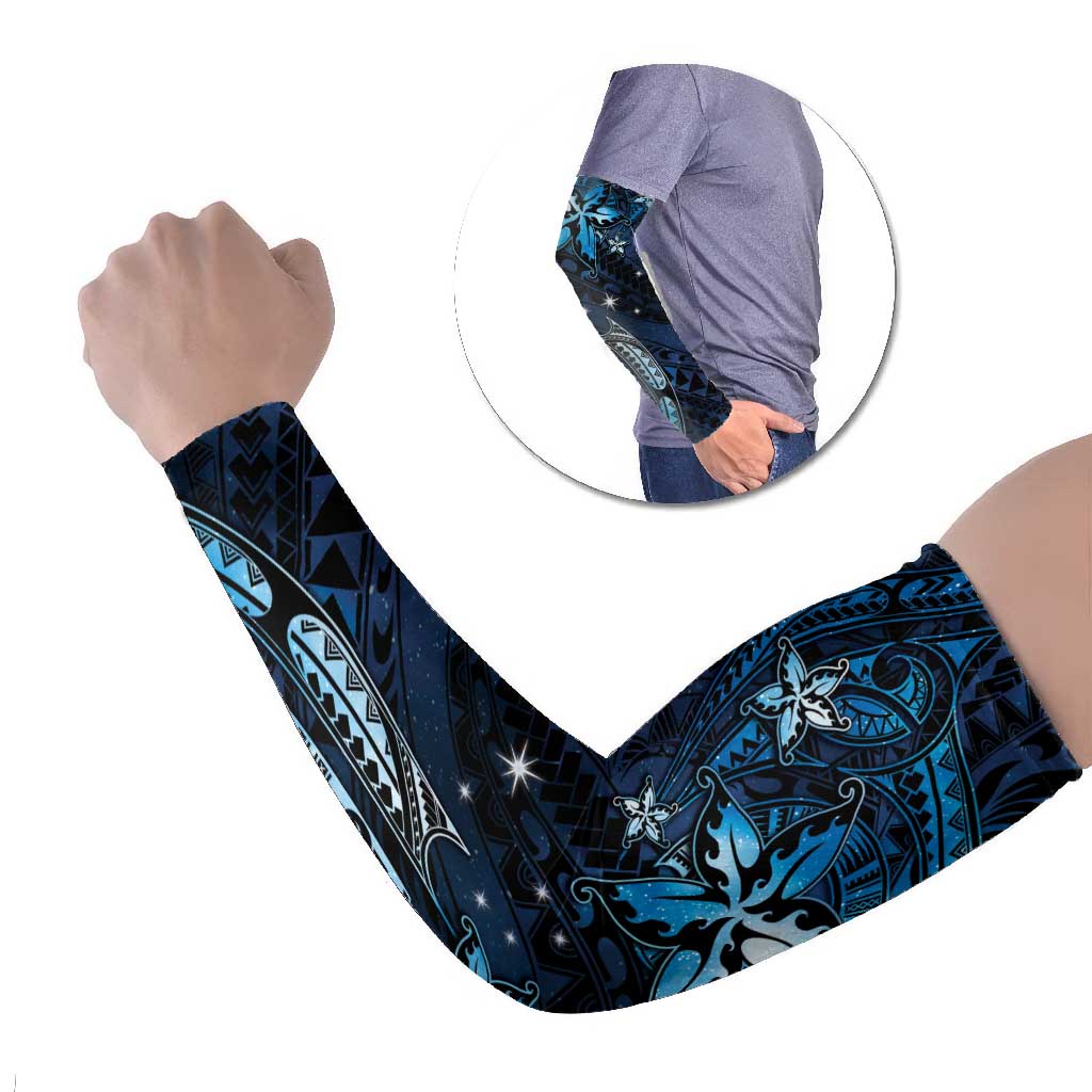 Hawaii Makahiki Season Arm Sleeves Floral Tribal Tattoo Blue Galaxy - Polynesian Pride