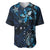 Hawaii Makahiki Season Baseball Jersey Floral Tribal Tattoo Blue Galaxy