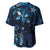 Hawaii Makahiki Season Baseball Jersey Floral Tribal Tattoo Blue Galaxy