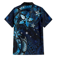 Hawaii Makahiki Season Family Matching Puletasi and Hawaiian Shirt Floral Tribal Tattoo Blue Galaxy LT05 - Polynesian Pride