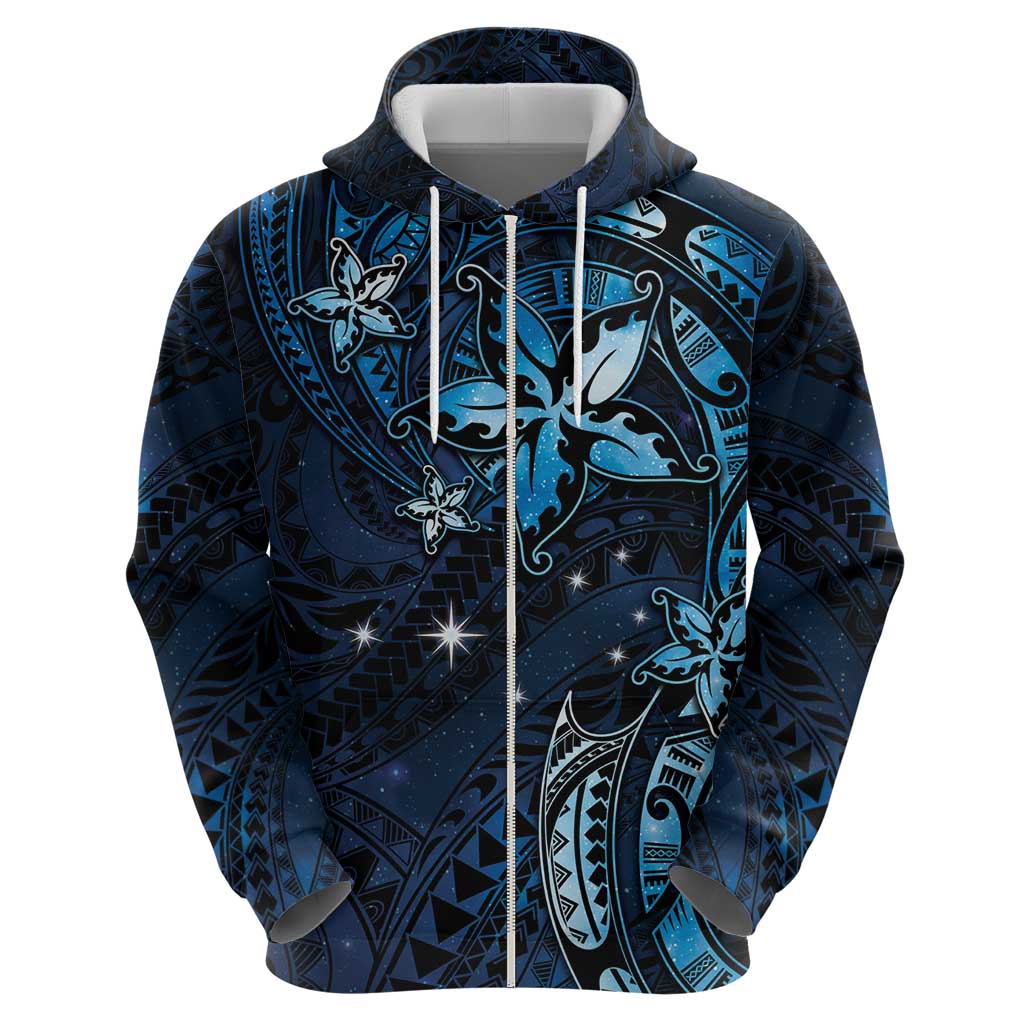 Hawaii Makahiki Season Hoodie Floral Tribal Tattoo Blue Galaxy