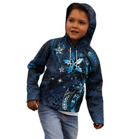 Hawaii Makahiki Season Kid Hoodie Floral Tribal Tattoo Blue Galaxy