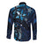 Hawaii Makahiki Season Long Sleeve Button Shirt Floral Tribal Tattoo Blue Galaxy