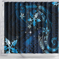Hawaii Makahiki Season Shower Curtain Floral Tribal Tattoo Blue Galaxy LT05 - Polynesian Pride