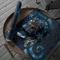 Hawaii Makahiki Season Wrapping Paper Floral Tribal Tattoo Blue Galaxy - Polynesian Pride