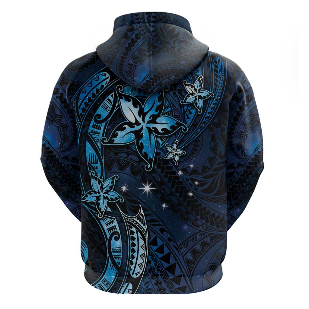 Hawaii Makahiki Season Zip Hoodie Floral Tribal Tattoo Blue Galaxy LT05 - Polynesian Pride