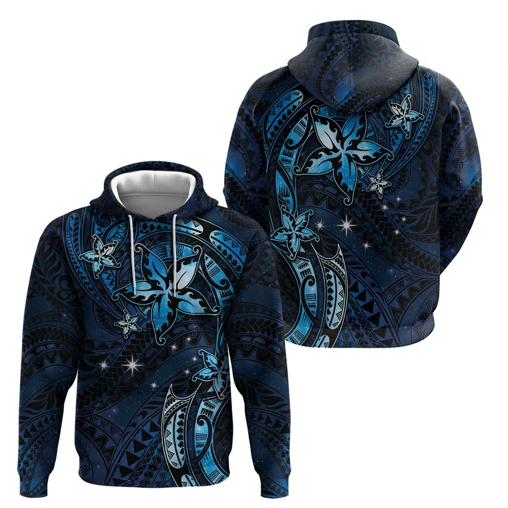 Hawaii Makahiki Season Zip Hoodie Floral Tribal Tattoo Blue Galaxy LT05 - Polynesian Pride