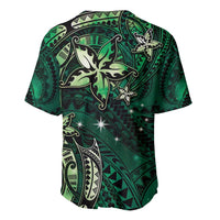 Hawaii Makahiki Season Baseball Jersey Floral Tribal Tattoo Green Galaxy LT05 - Polynesian Pride